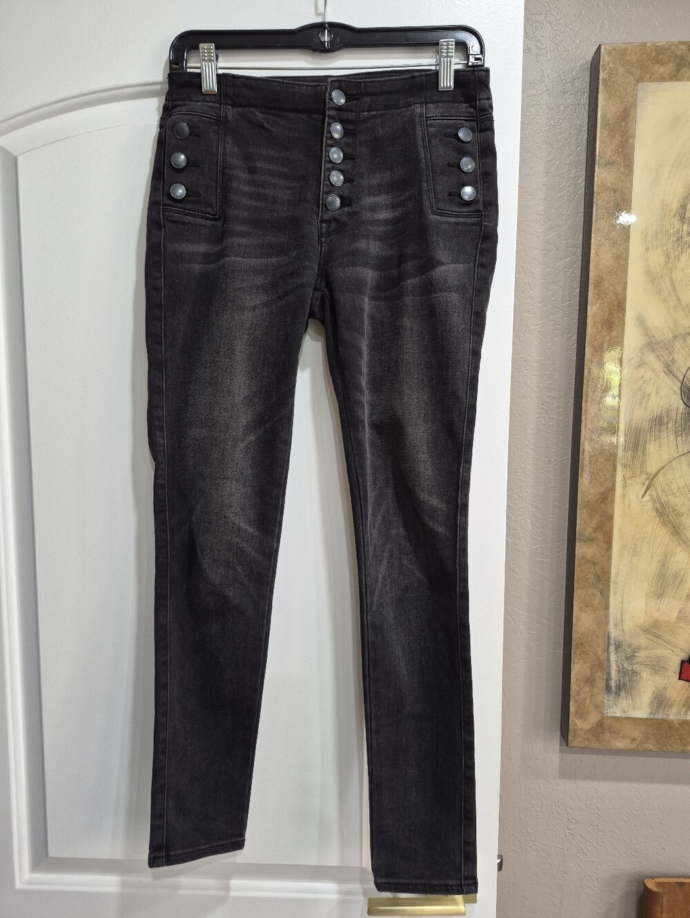 Women's Black Button-Detail Jeans Size 26